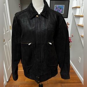 Burk’s Bay Men’s XL Black Suede Leather Jacket NRA Life Member New With Tags